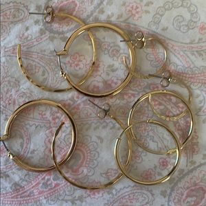 Anthropologie Gold Hoop Earrings Sets